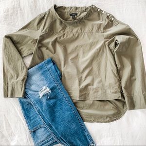 J. Crew Funnel Neck Shirt - Frosty Olive Green
